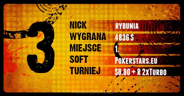 Wyniki Polaków online - pokerstars, 888, ftp - m3 - rybunia