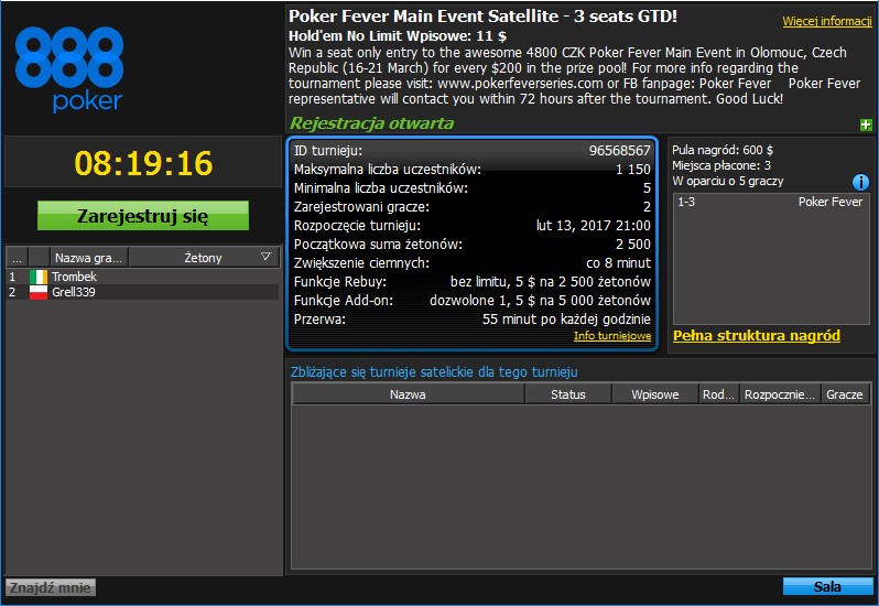 888poker Poker Fever Satelita 13.02.