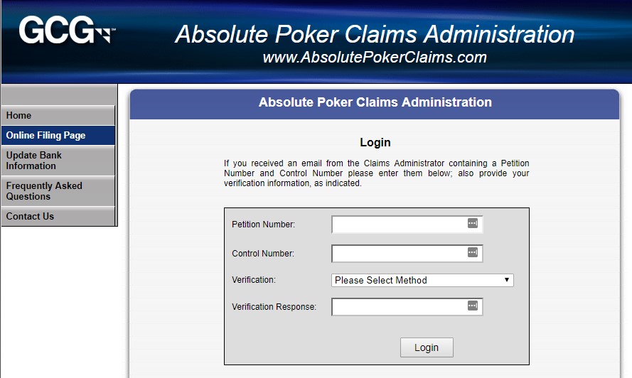 Absolute Poker Claims Administration