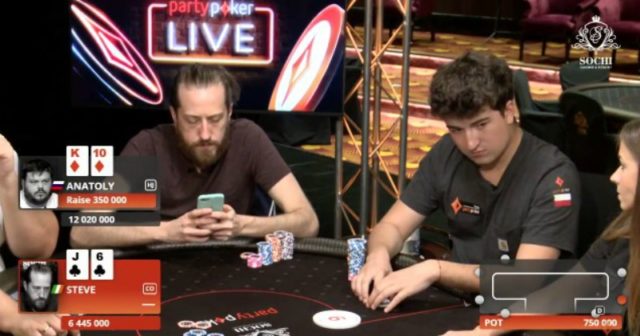 [RELACJA] ME PartyPoker MILLIONS – dzień 3, Dzmitry Urbanovich na TV table