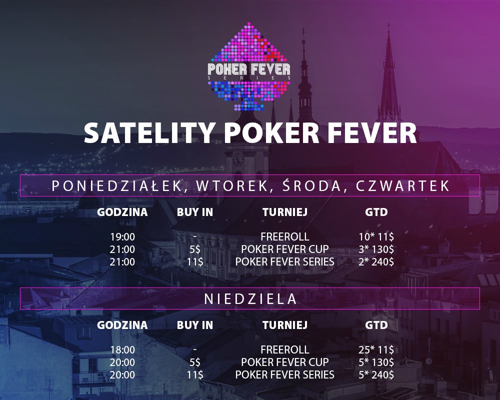 Harmonogram satelit Poker Fever Series oraz Poker Fever Cup