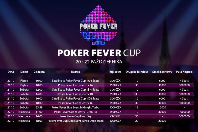Poker Fever Cup II - harmonogram