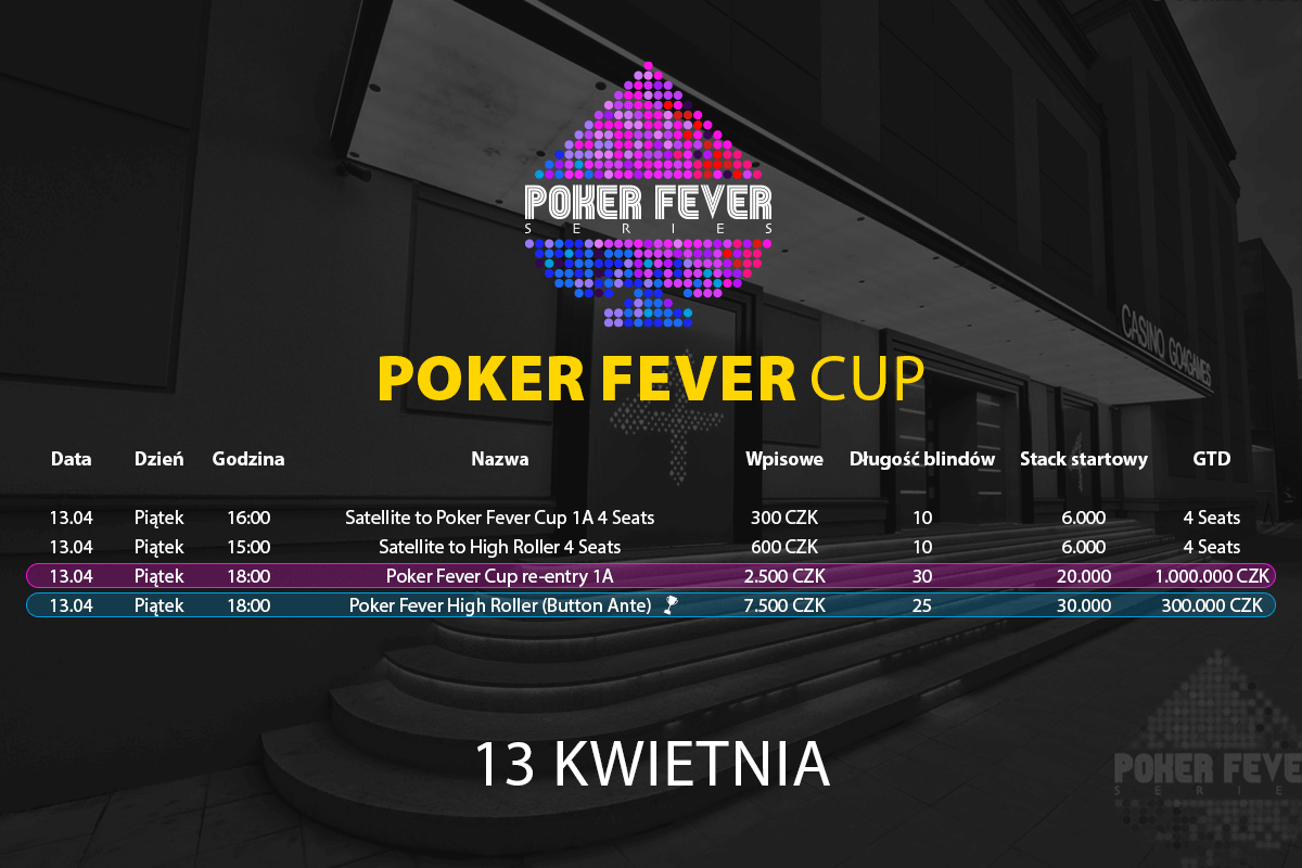Poker Fever CUP - harmonogram 13 kwietnia 2018