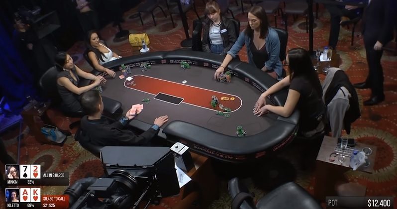 Kelly Minkin i jej zwycięski 5-bet all-in z 7-2 w grze cashowej „Poker Night in America”