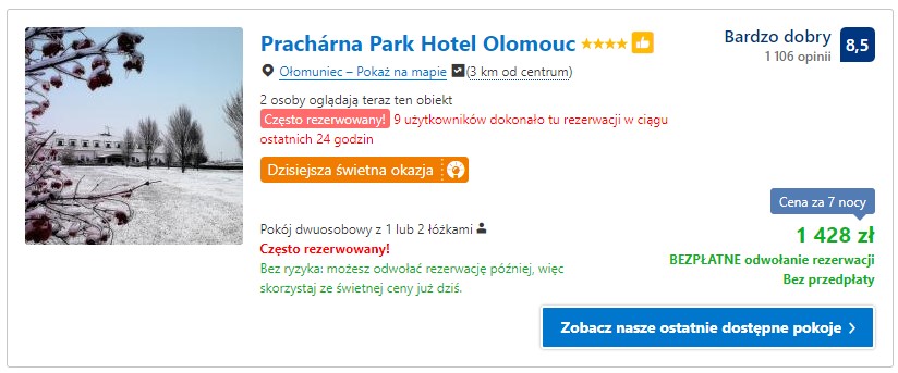 Hotele w Ołomuńcu - Parcharna