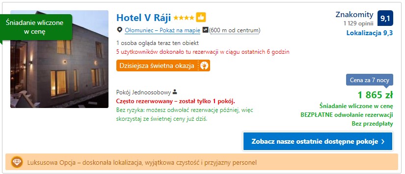 Hotele w Ołomuńcu - V Raji