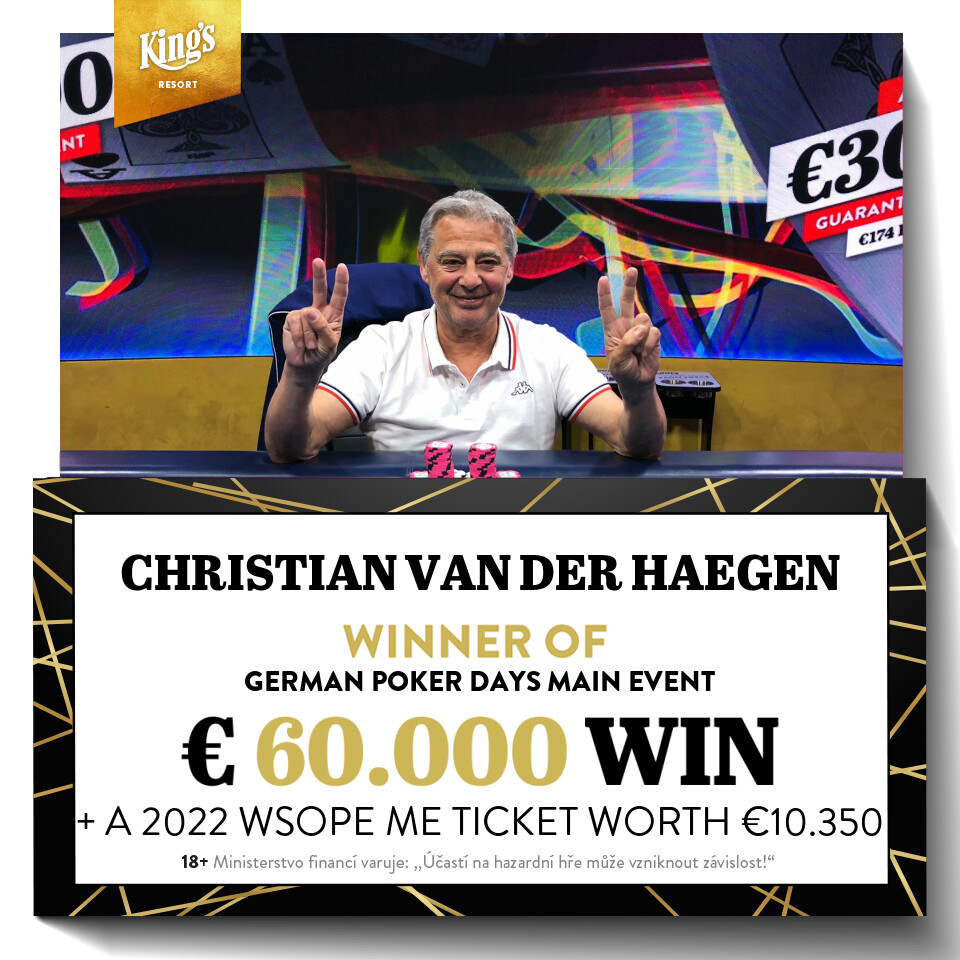 German Poker Days Christian Van Der Haegen (zwycięzca pozuje po wygranej)