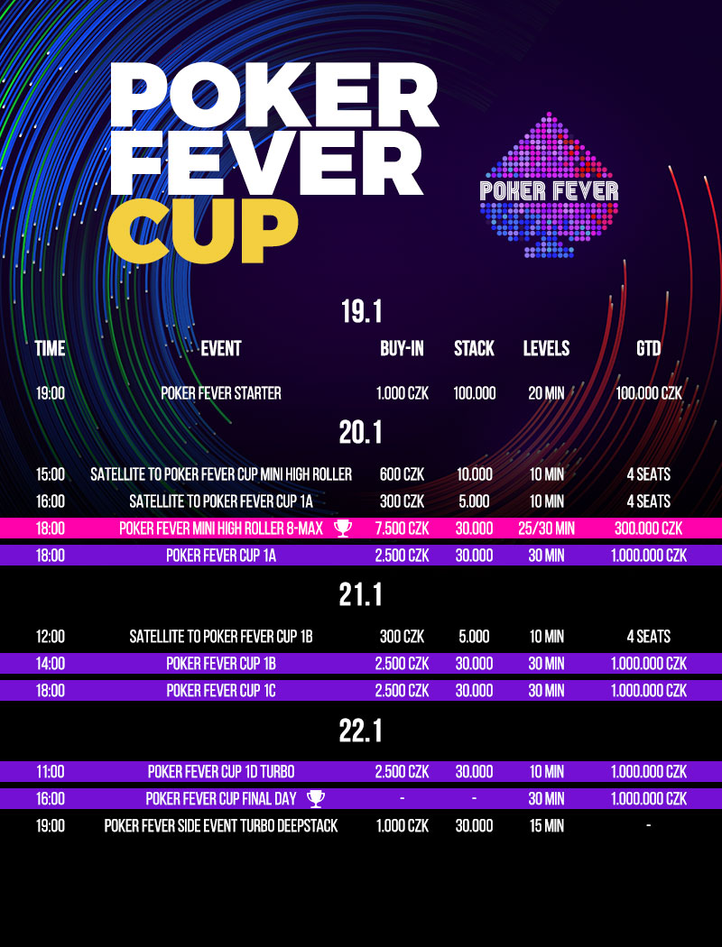 Poker Fever CUP harmonogram styczeń 2023