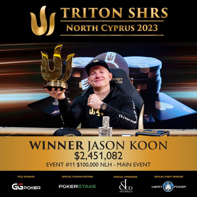 Jason Koon memenangkan Acara Utama Triton Poker Cyprus 2023
