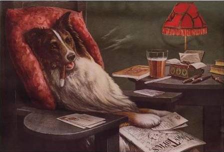 A Bachelor's Dog - obraz z serii "Psy grające w pokera"
